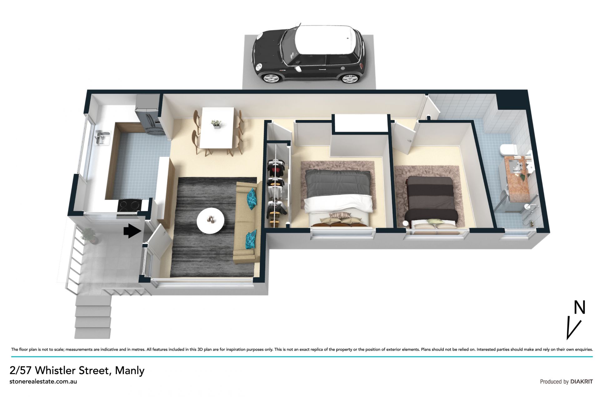 Modern apartment moments from the beach