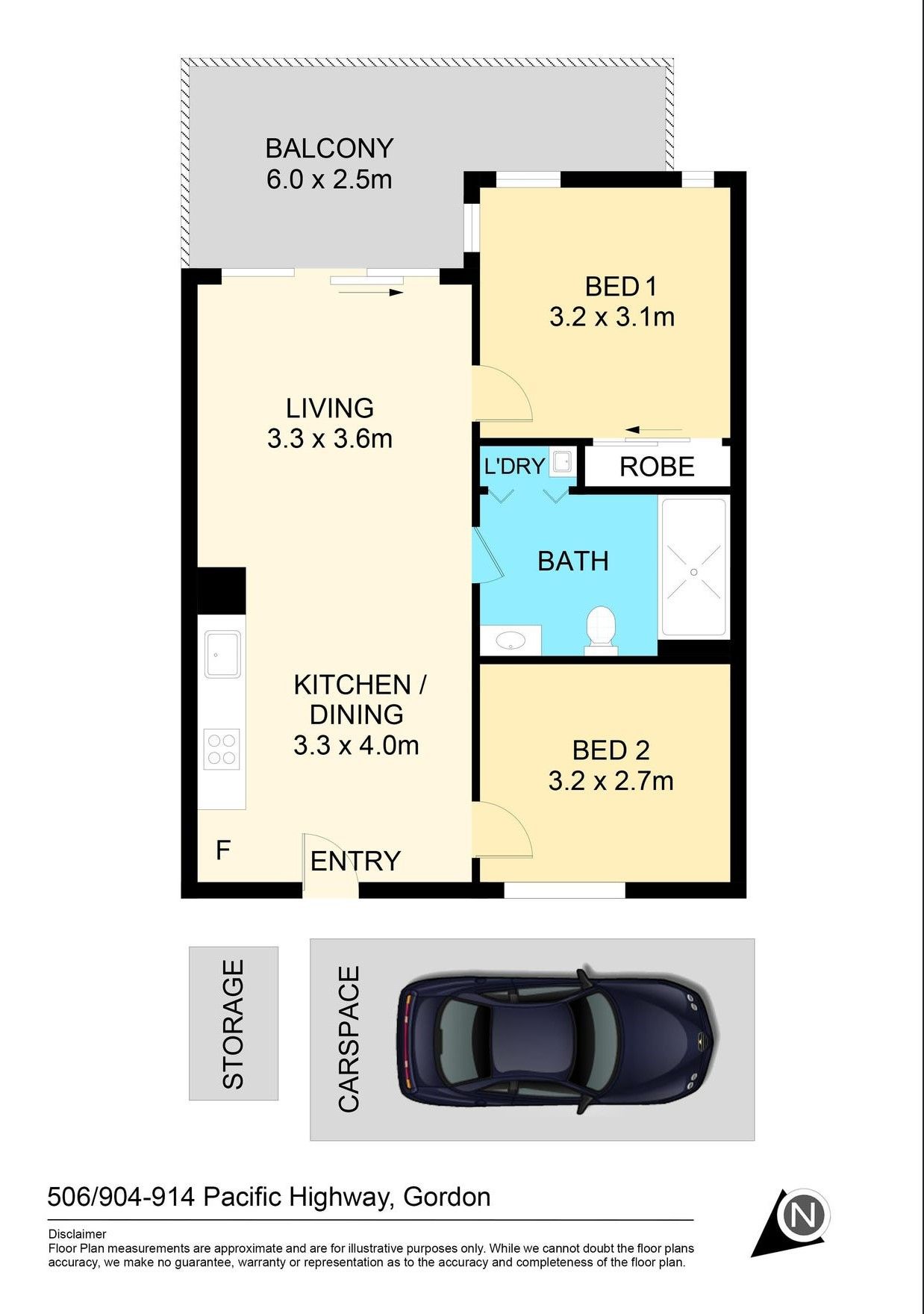 Modern 1 bedroom plus large study with city views