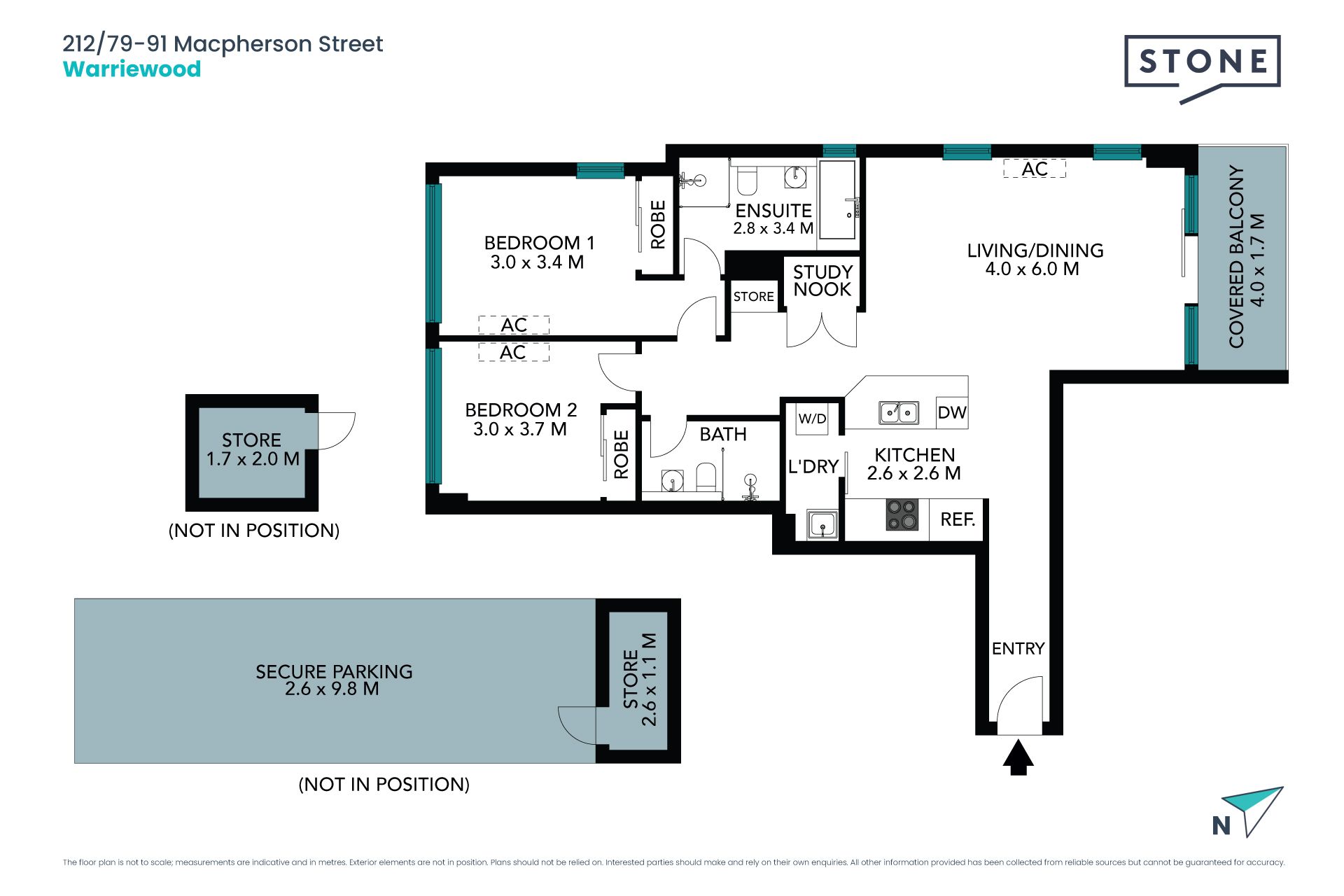 Bright and airy top floor apartment with study and North aspect