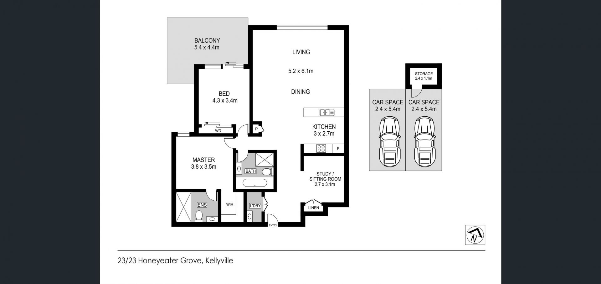Spacious Modern 2 Bedroom + Study