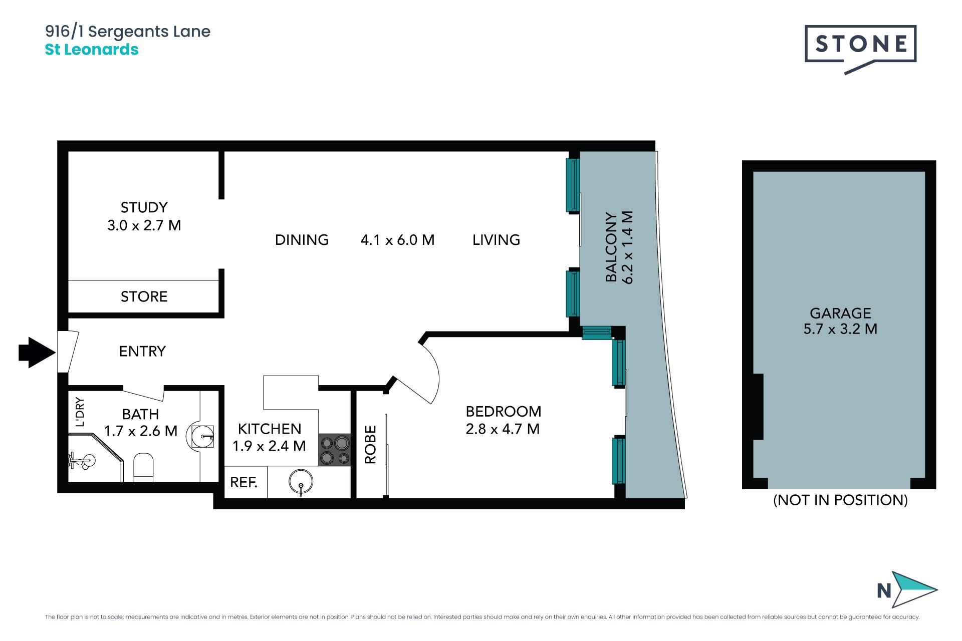 Oversized 1 Bedroom + Study