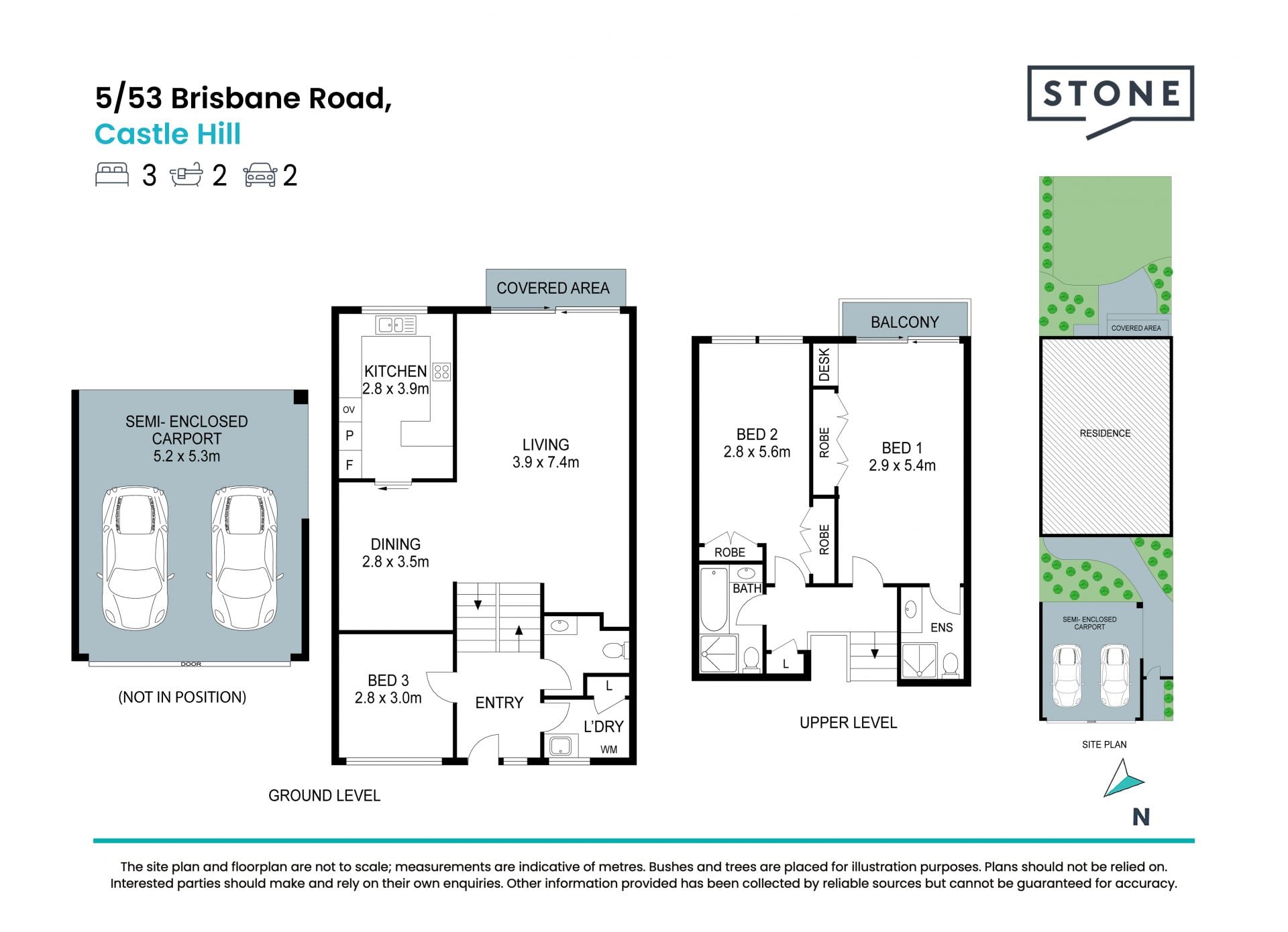 Serene three-bedroom townhome - 850m from Castle Towers precinct (approx.)