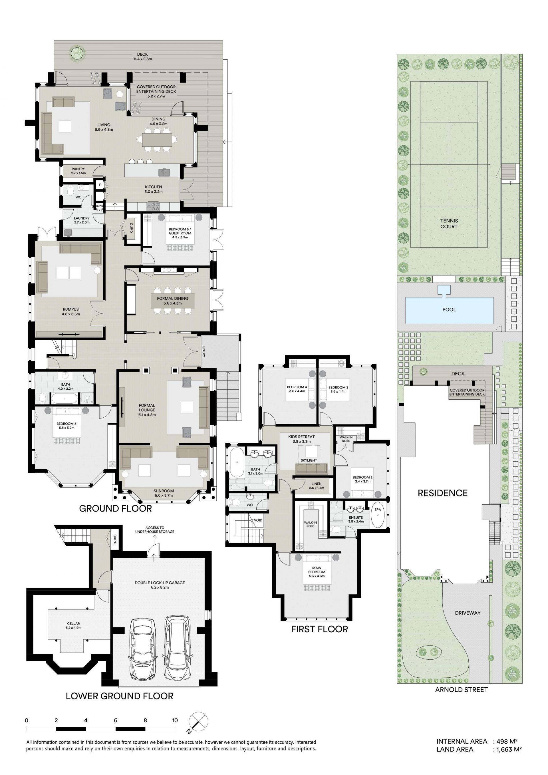 Magnificent entertainer with pool and tennis court.