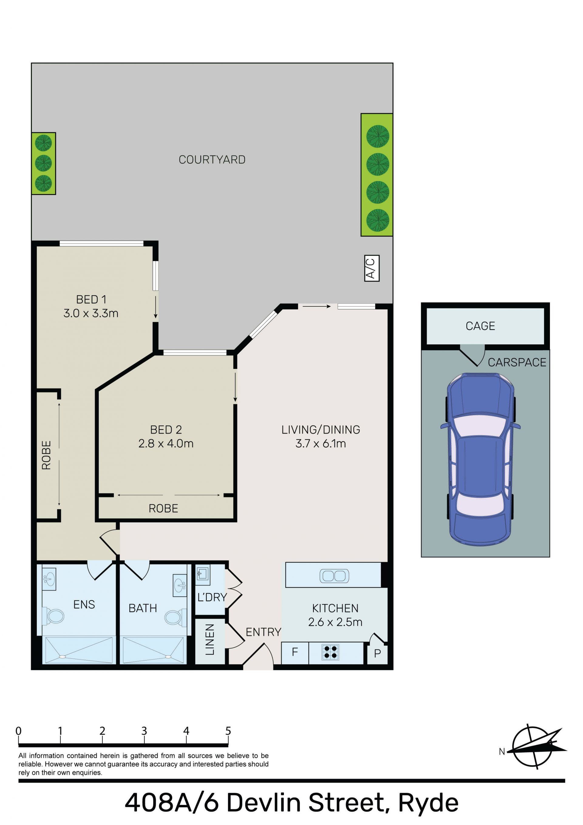 Modern 2 Bedroom Apartment with Large Courtyard