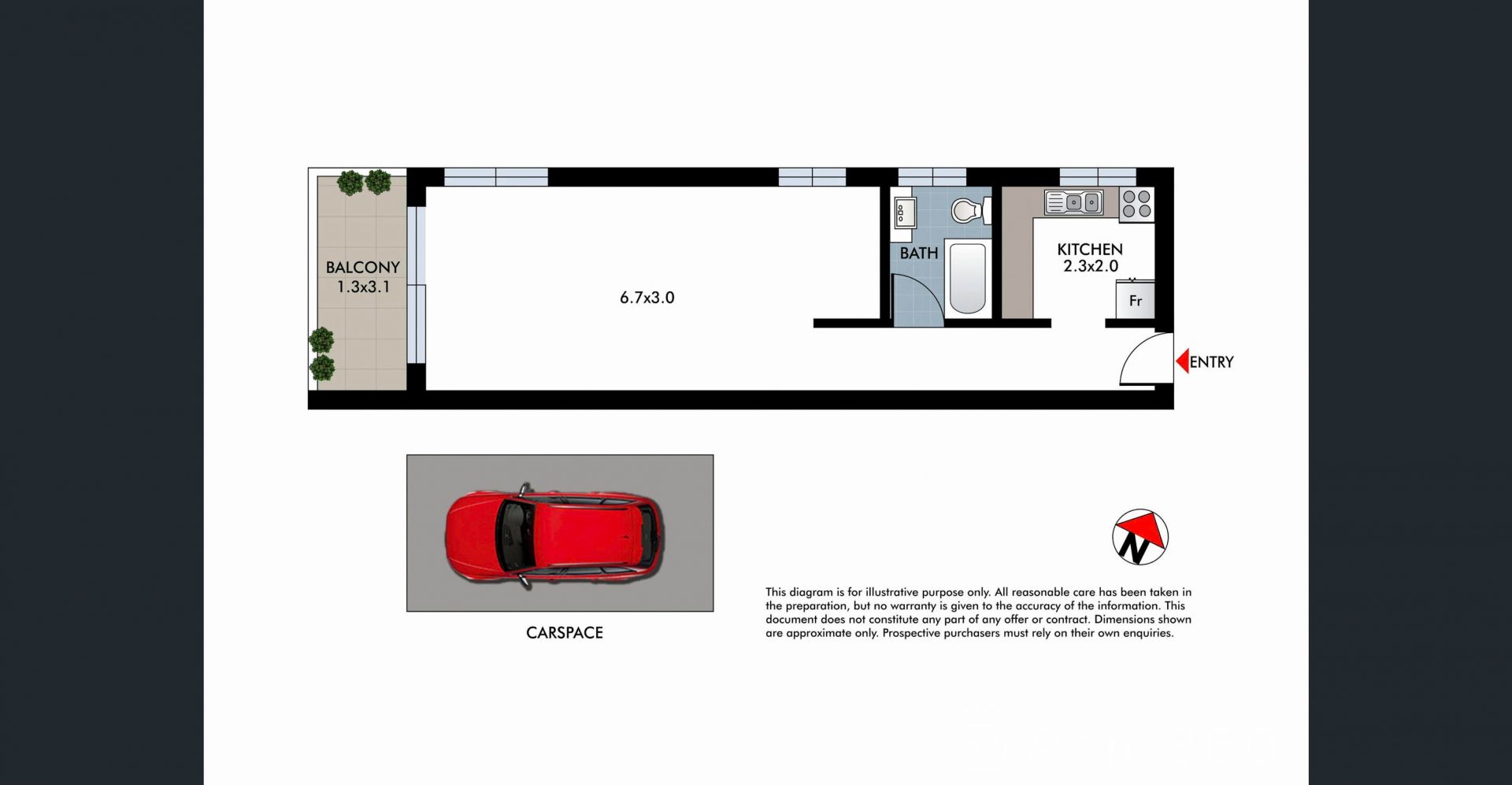 Top Floor Studio with Balcony and Views