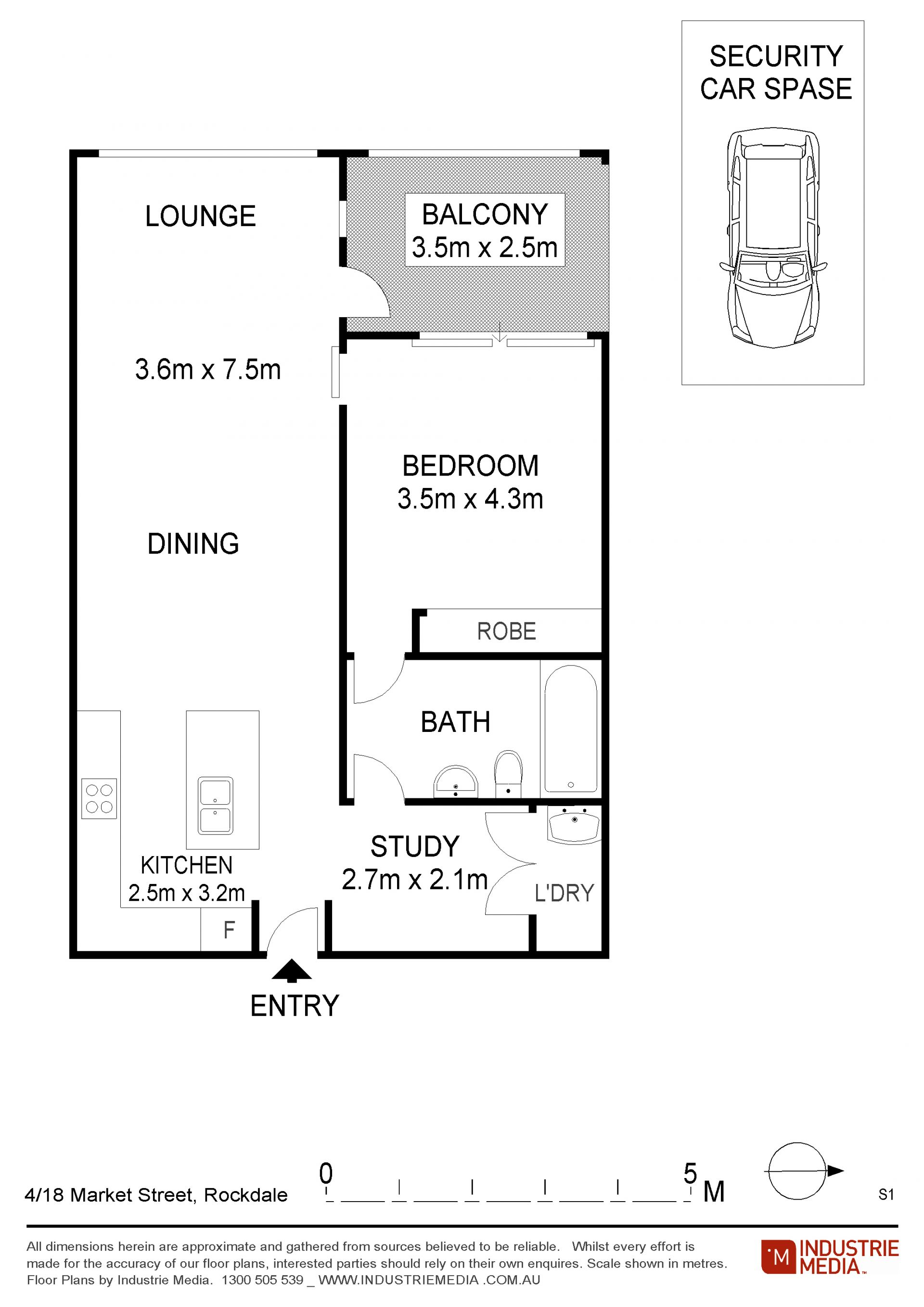 Modern 1 Bedroom Apartment with Study (97sqm Total Area)