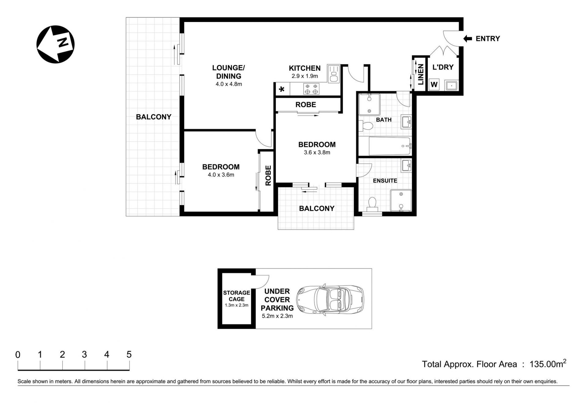 North facing apartment with floorboards throughout