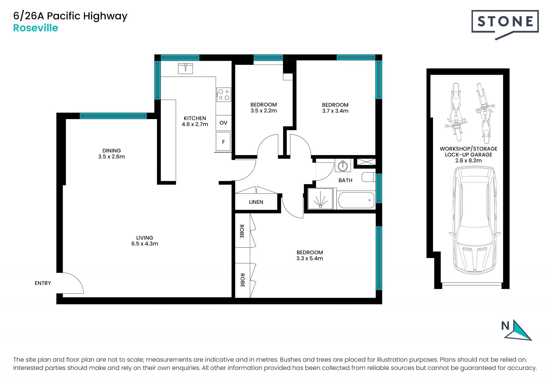 Off-highway house-scale living with parking via Maclaurin Parade