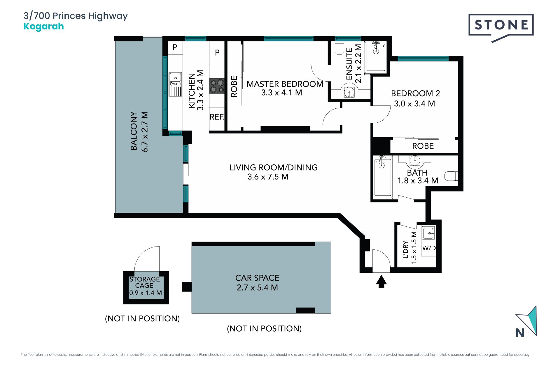 Modern two bedroom apartment, freshly painted throughout