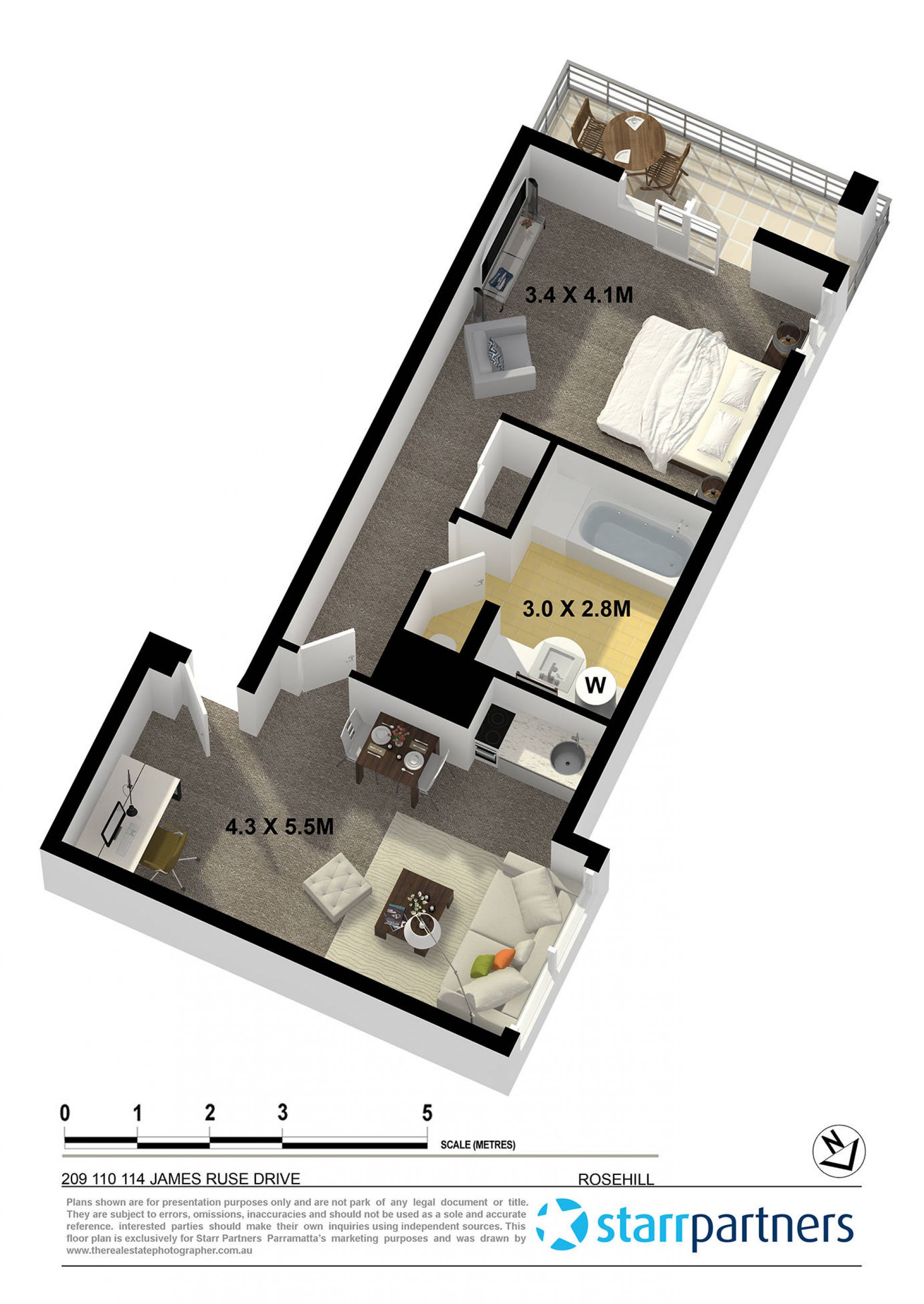 1 Bedroom 66sqm total size currently leased at $1,998.81 per calendar month