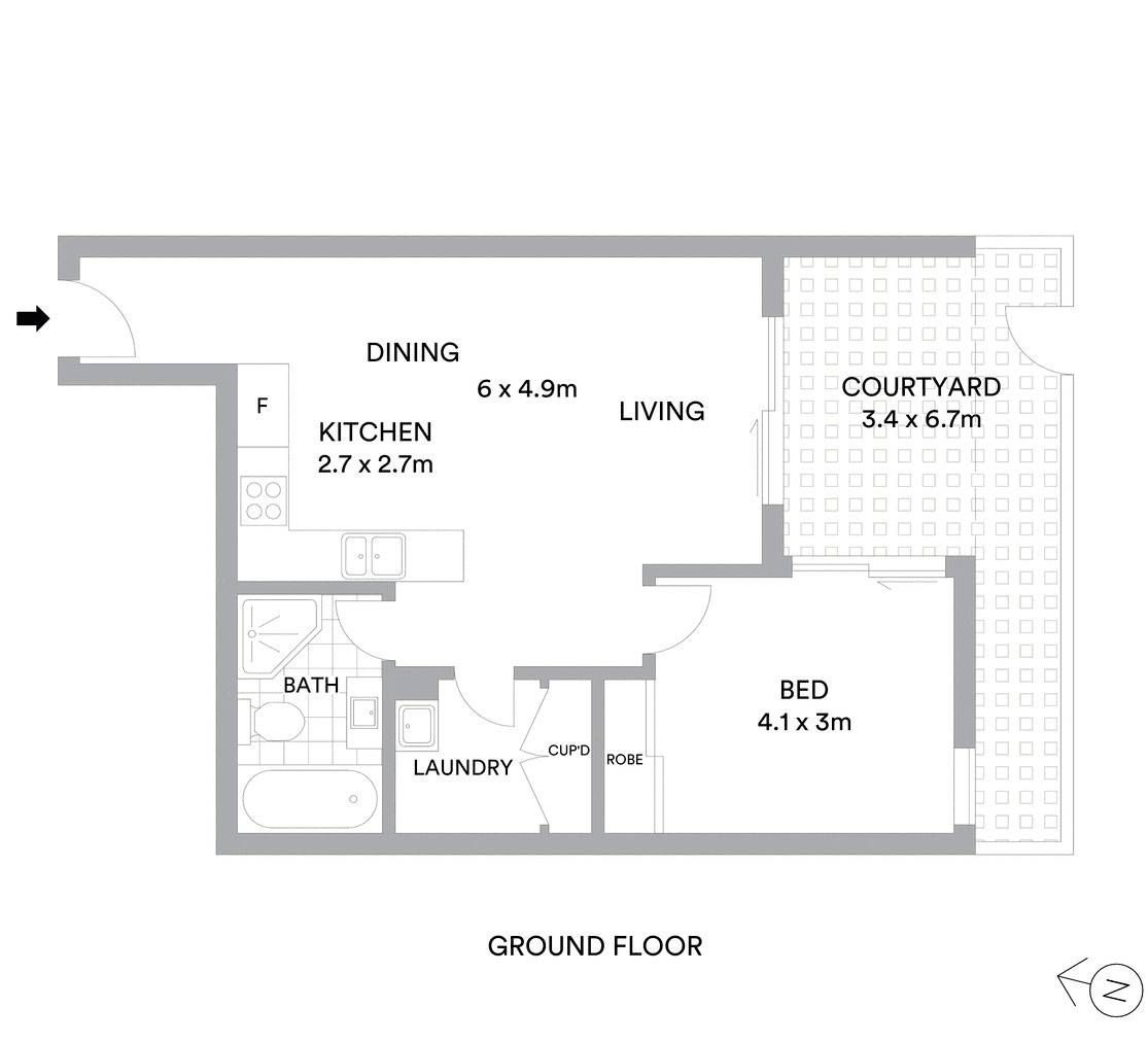 1 Bedroom Apt with COURTYARD!