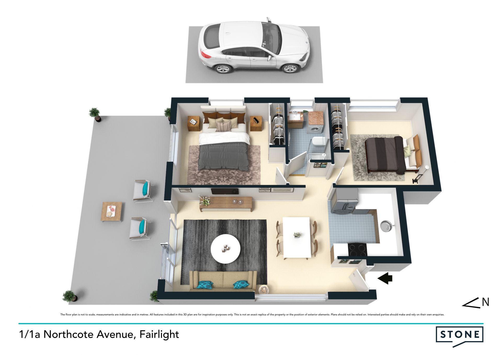 Renovated apartment with courtyard