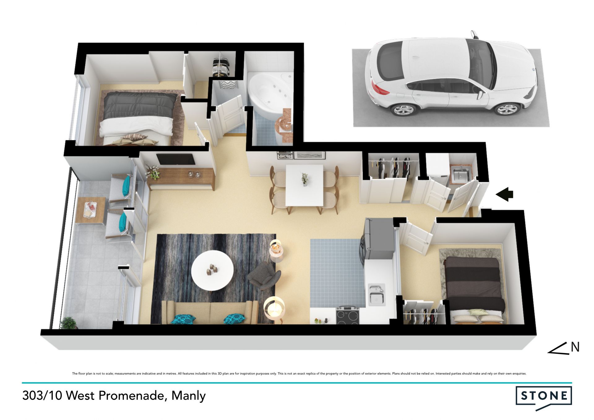 Sleek and sunny pad with views right by the action