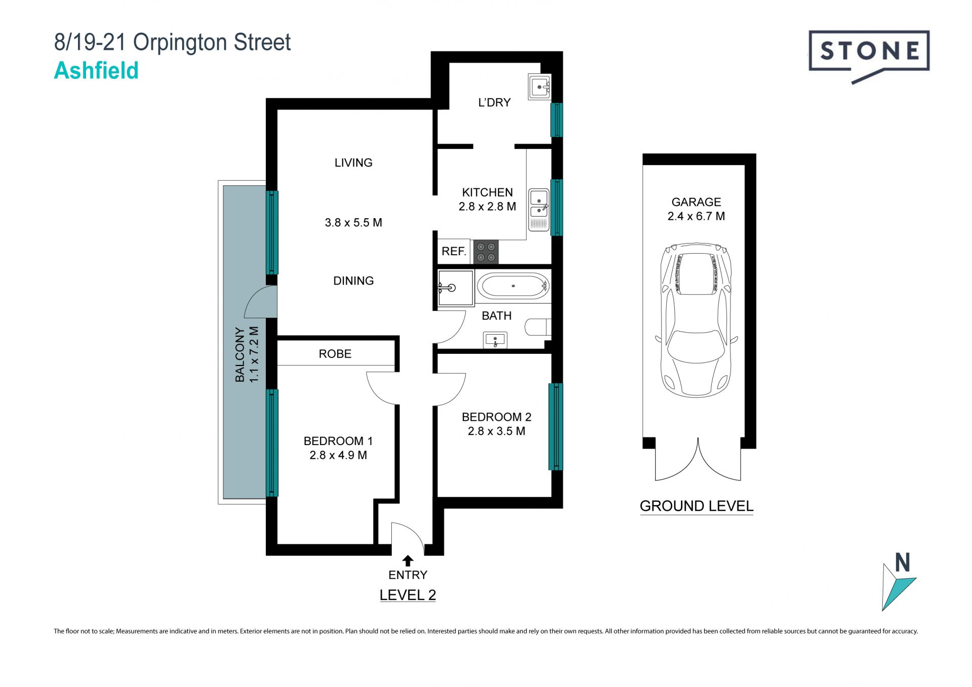 Private and sundrenched top floor apartment