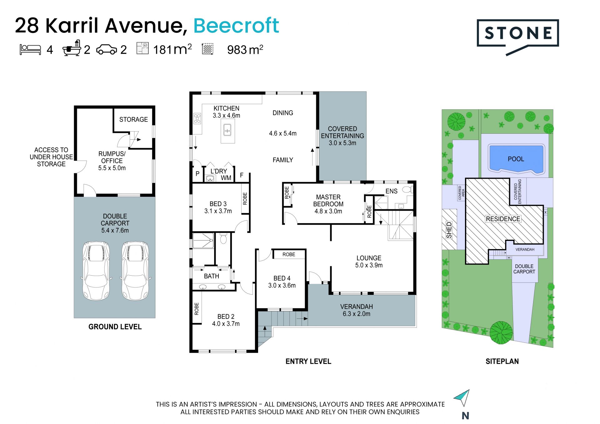 High side brick home on 980sqm with a 21.95m frontage and north facing rear yard