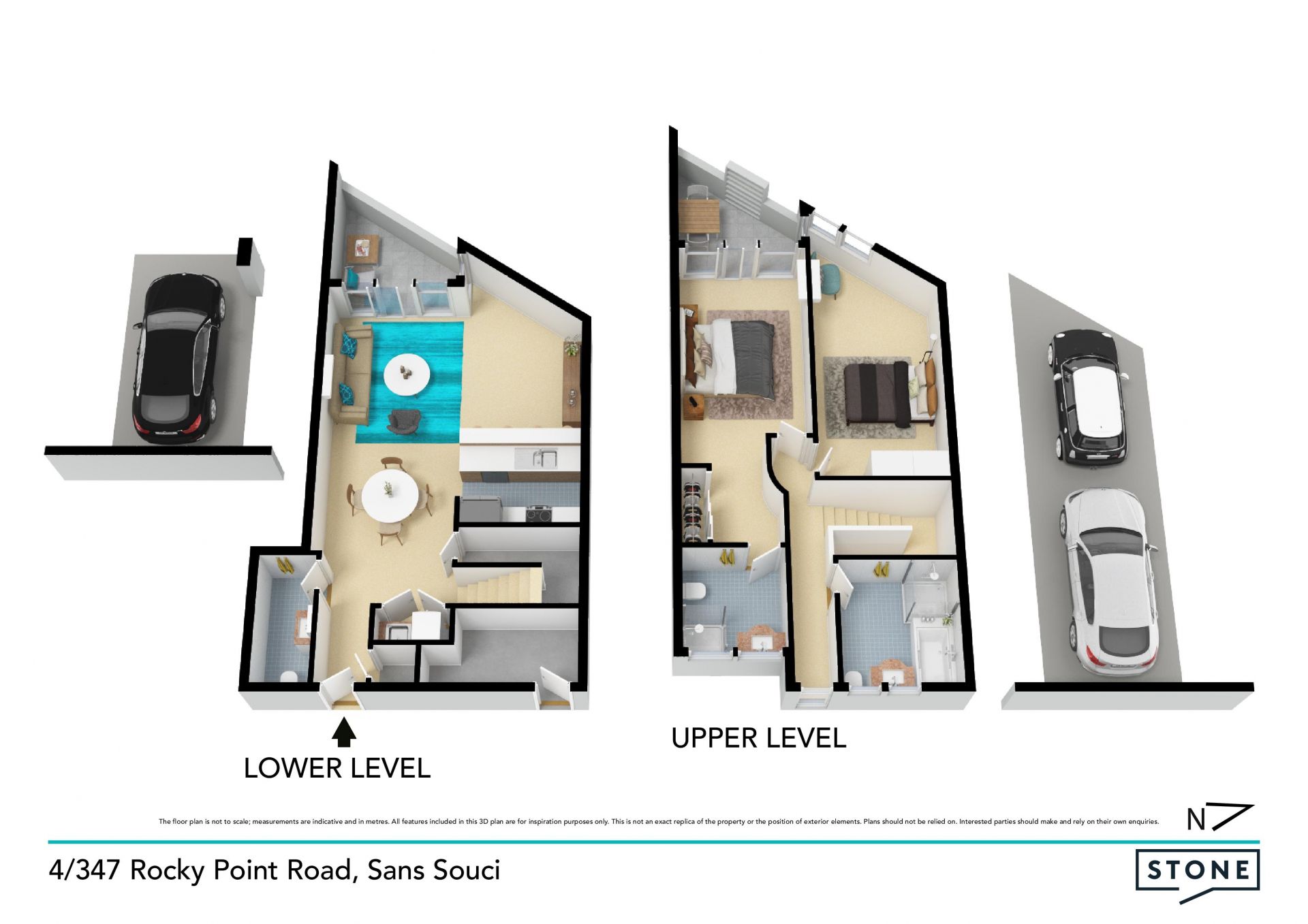 Townhouse-style living in a two-level apartment