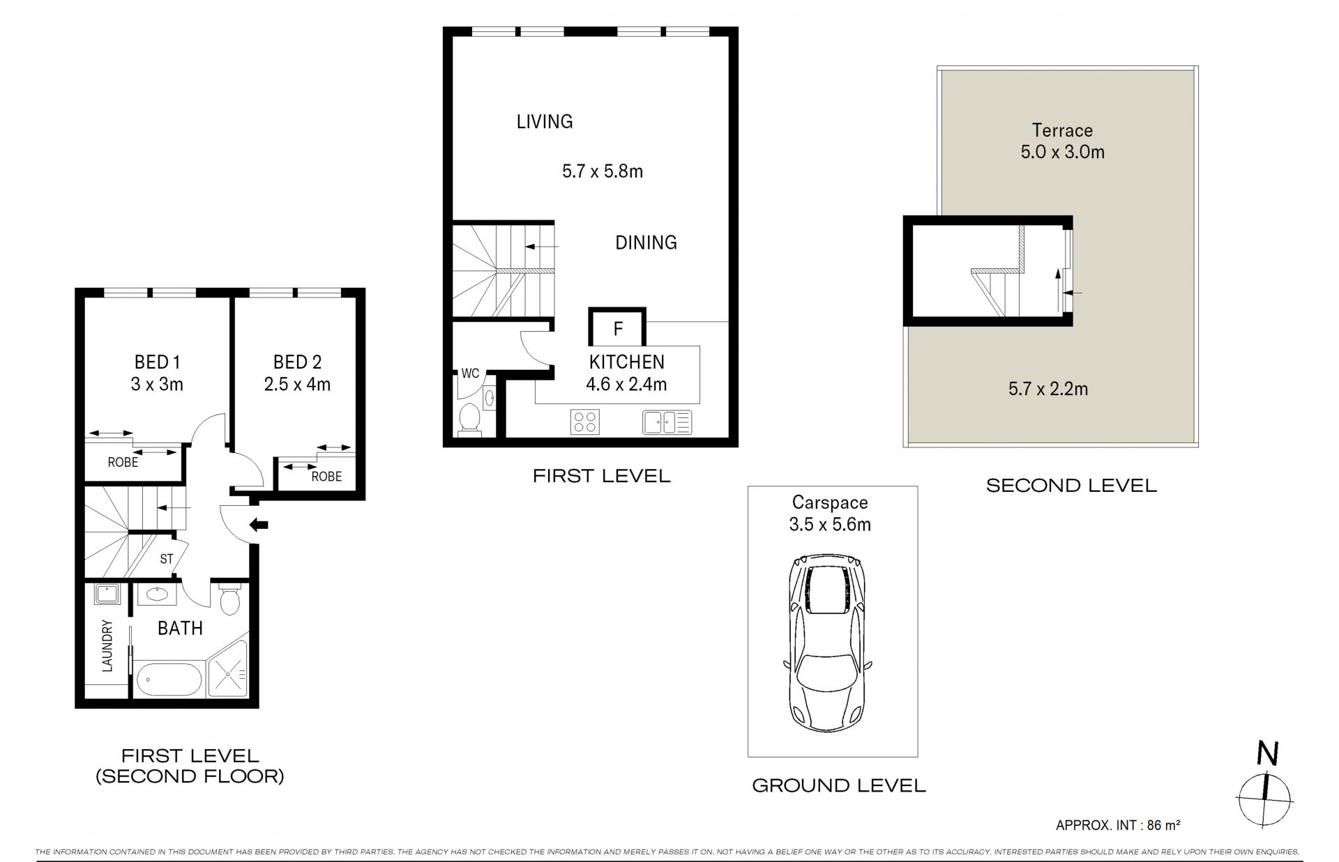 Townhouse Style Apartment with Rooftop Terrace on Title