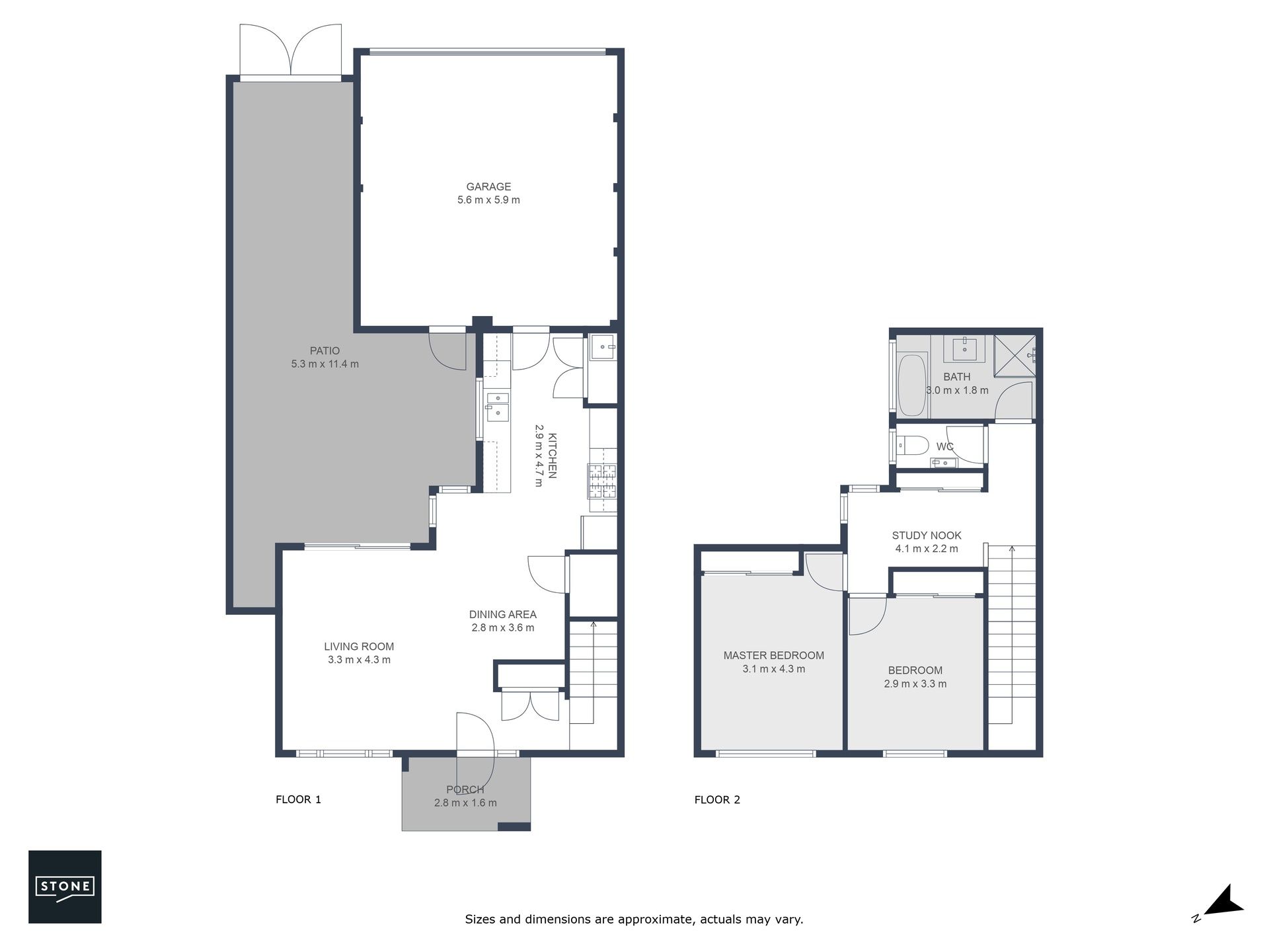 Spacious two bedroom townhouse with double garage
