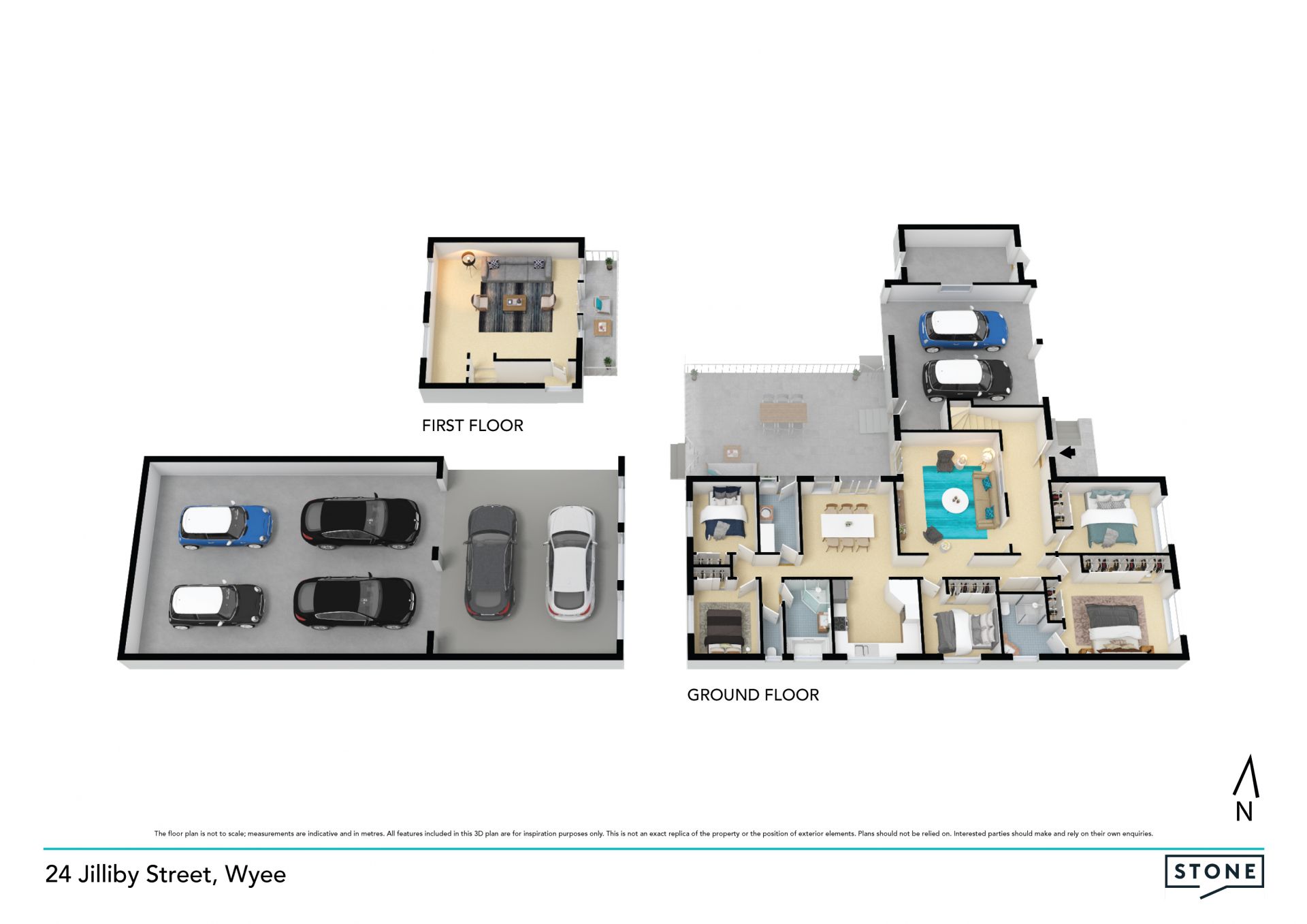 Six car garage, 1012sqm block