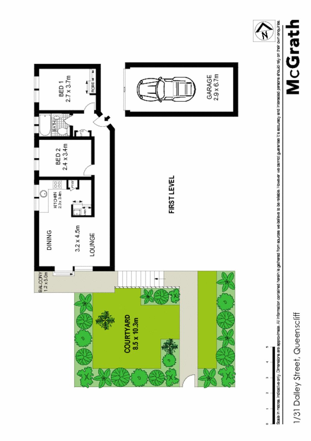 Large courtyard with private entrance, approx 80 square metres