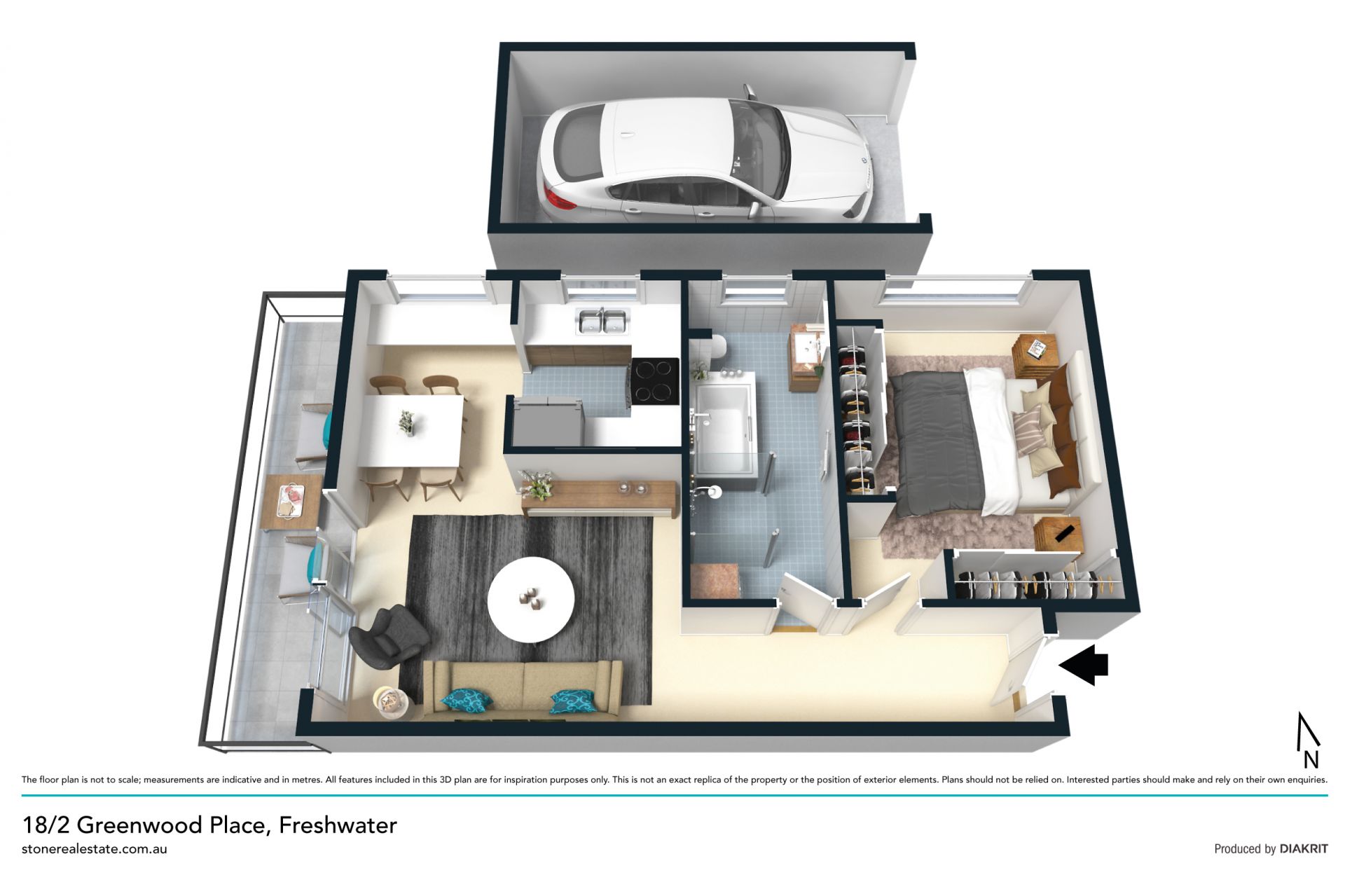 Oversize one bedder in premier beachside address