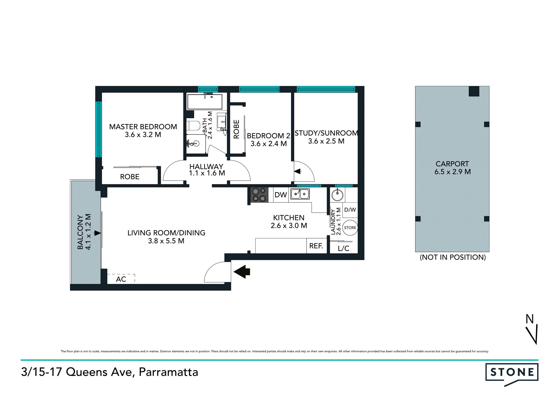 2 bedrooms PLUS study