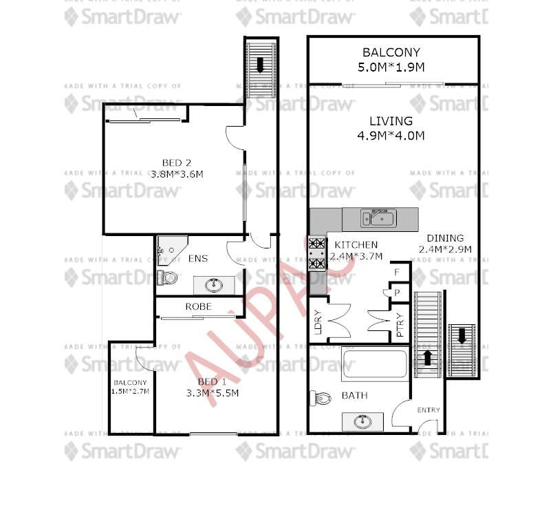 Townhouse Style, Split level Apartment.