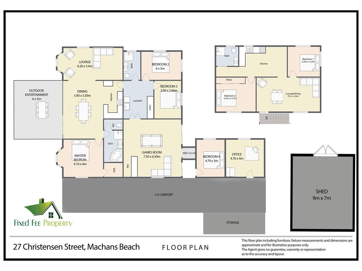 4 Bedroom House + 2 Bedroom Cabin