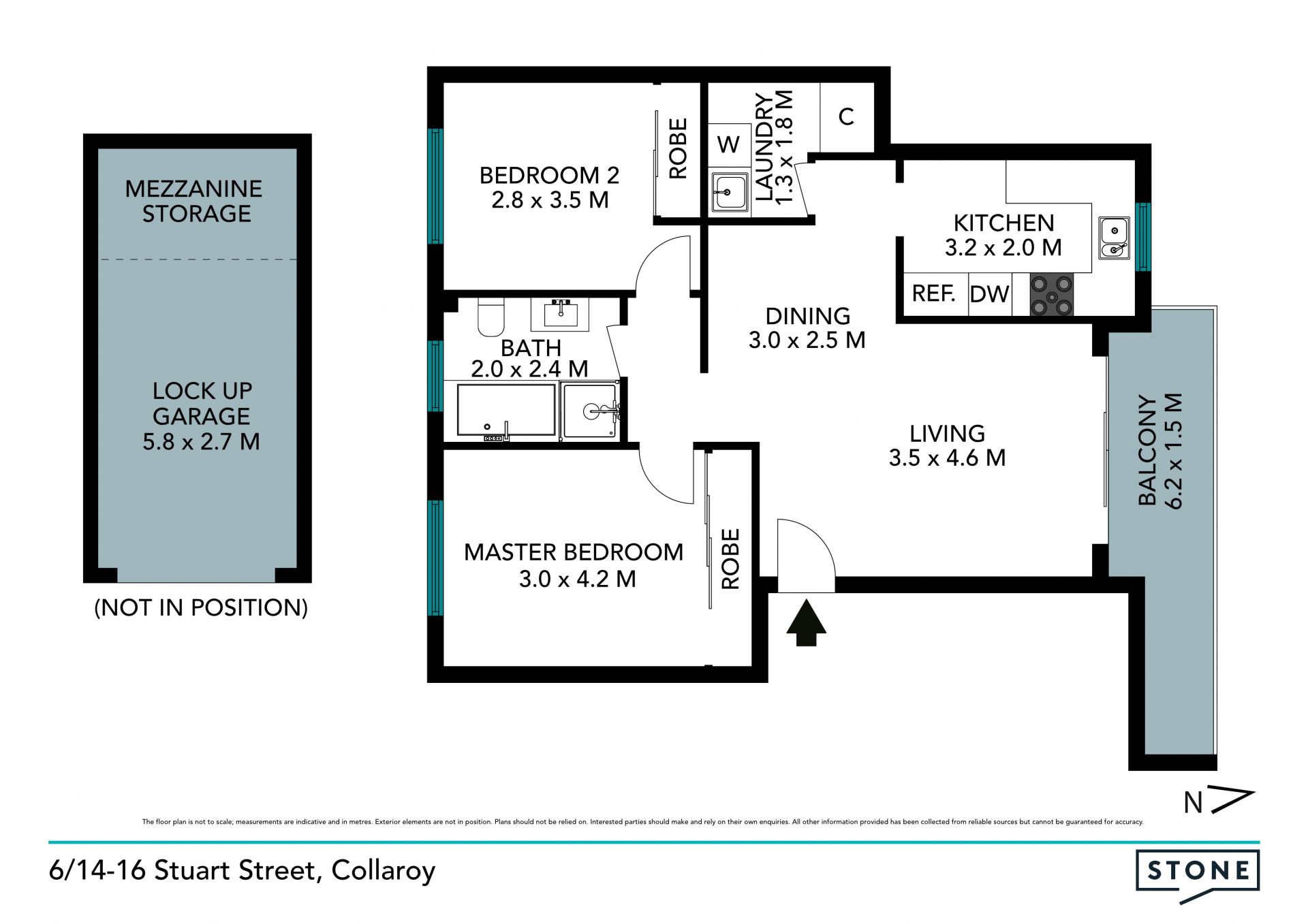 North-facing beachside apartment with ocean glimpses