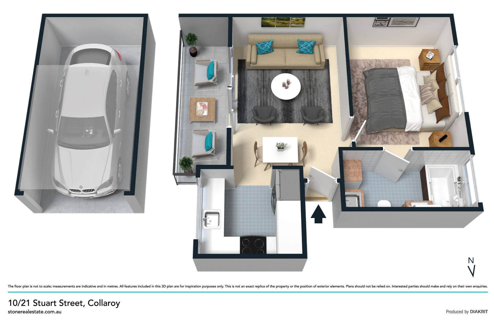 Perfect partly furnished one bedroom apartment with ocean views
