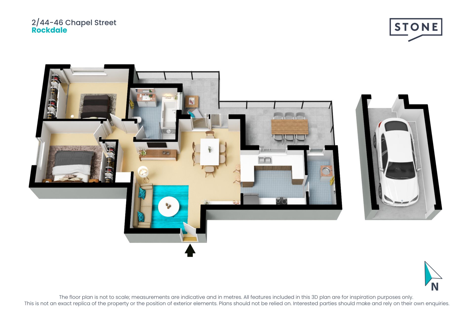 Spacious north-facing pad between trains and beach