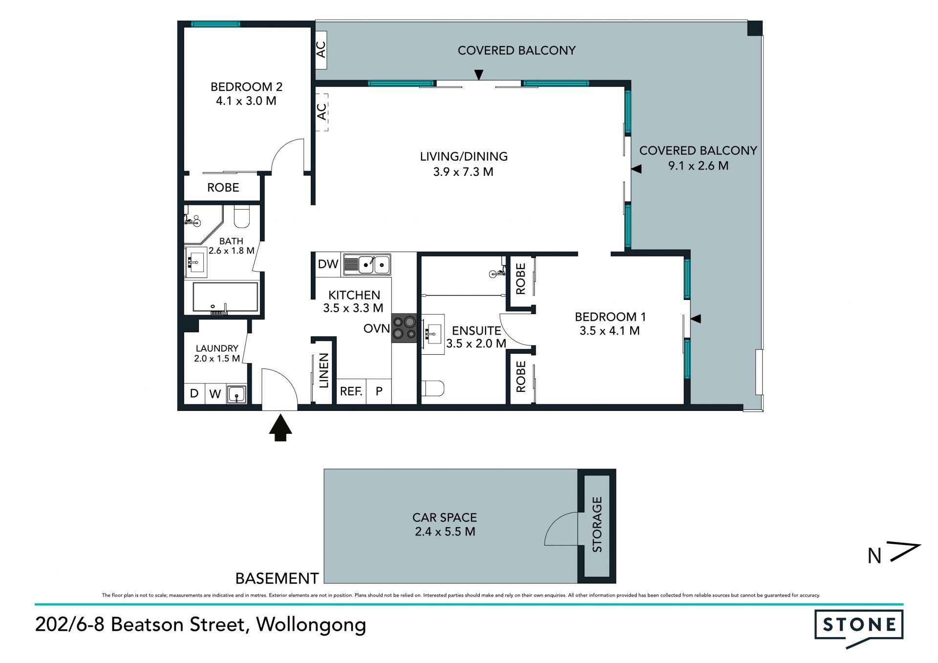 Sleek new apartment moments to the surf beach