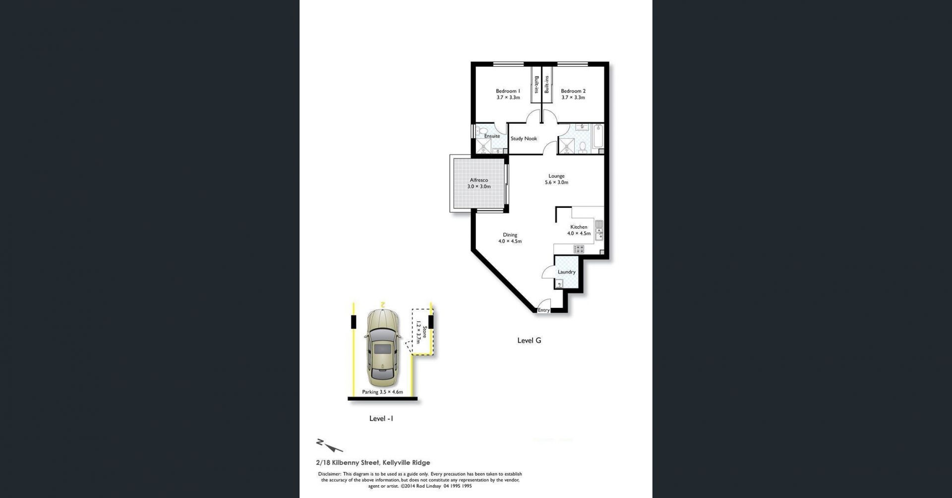 2 bedrooms with a separate study nook