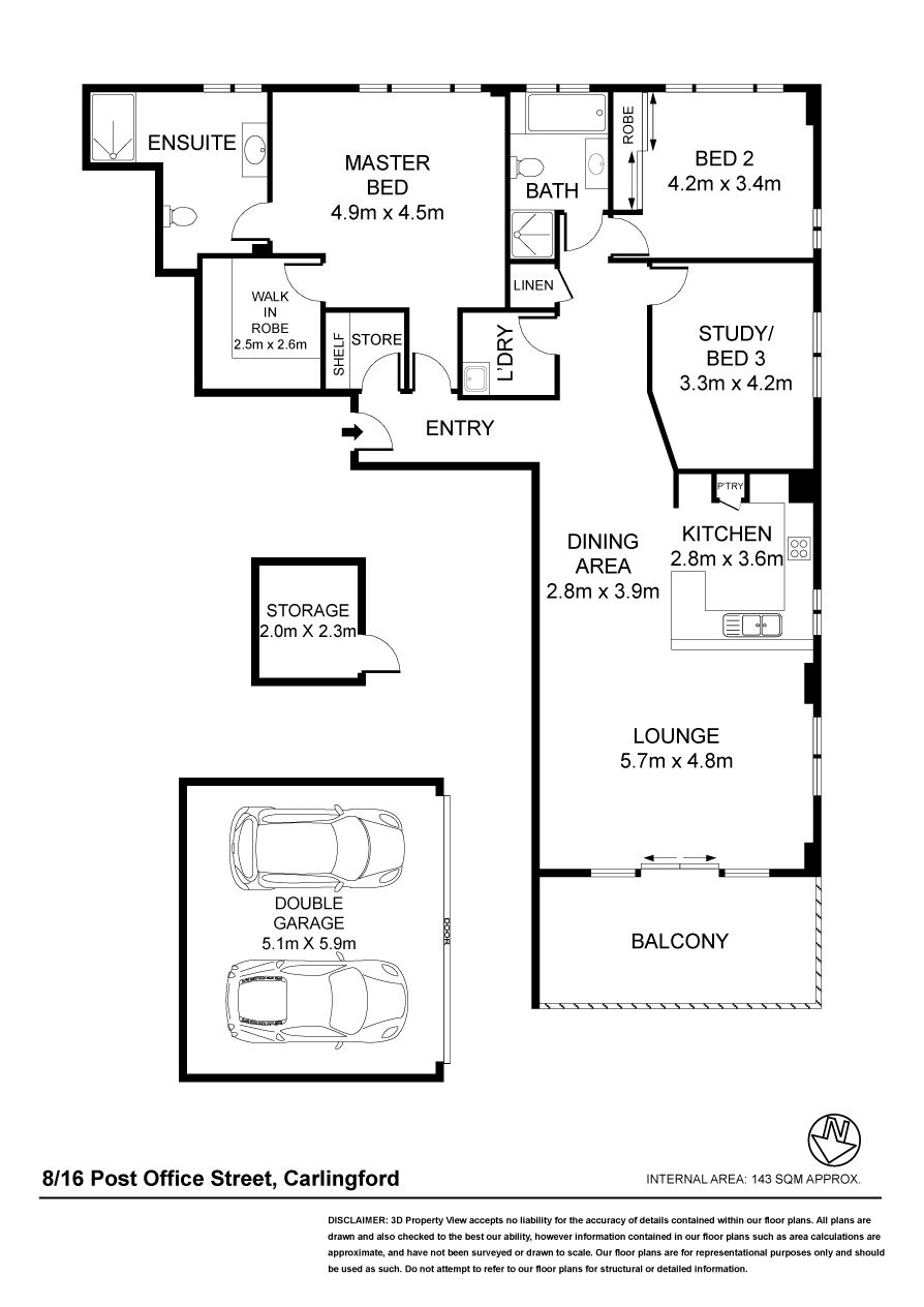 Spacious & Bright 3 Bedroom Apartment in Central Location