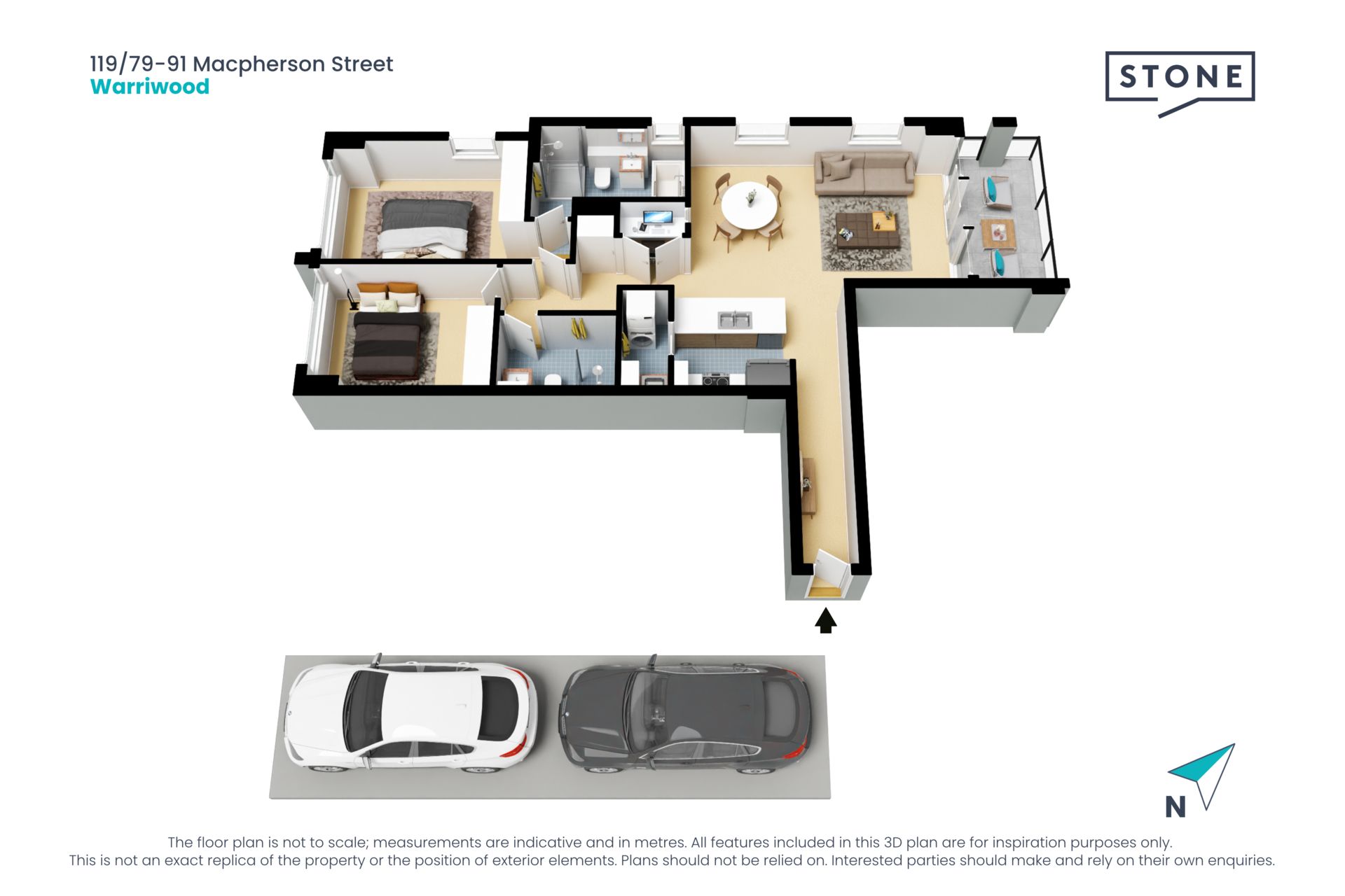 Modern and spacious North-facing apartment with separate home office