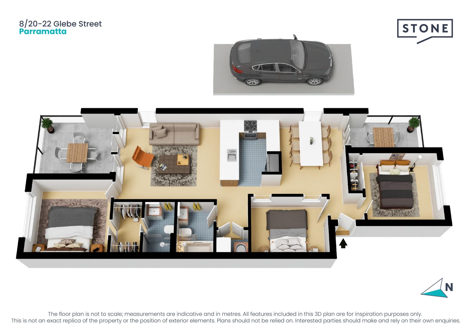 Three-bedroom apartment with elevated park views