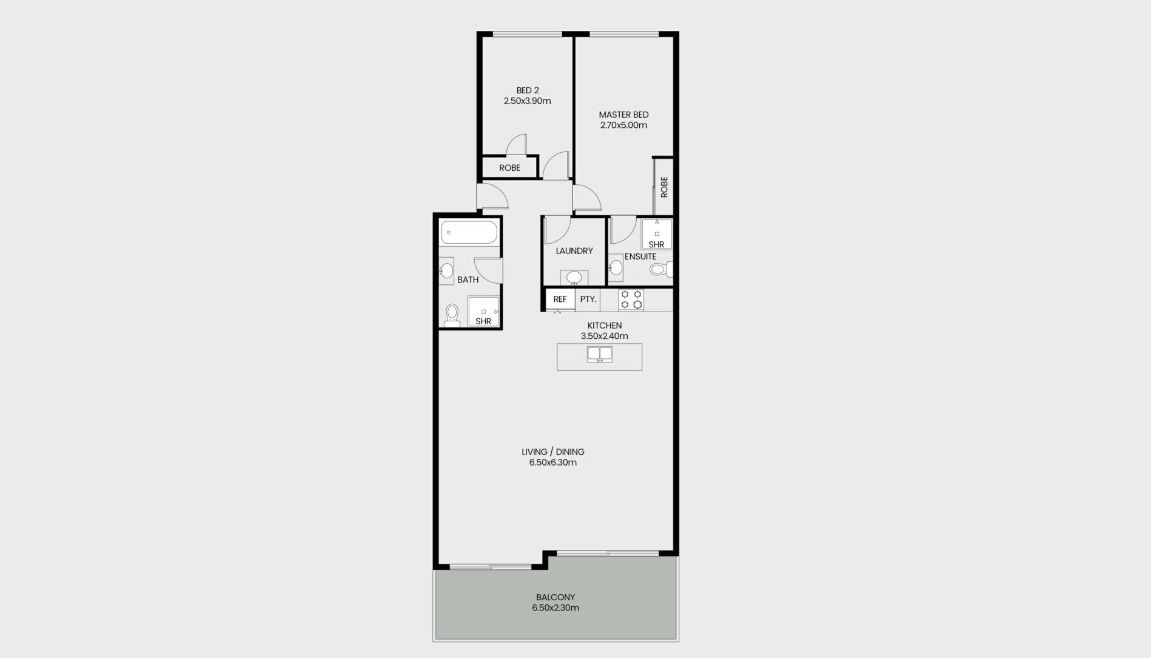 Spacious and modern apartment living.