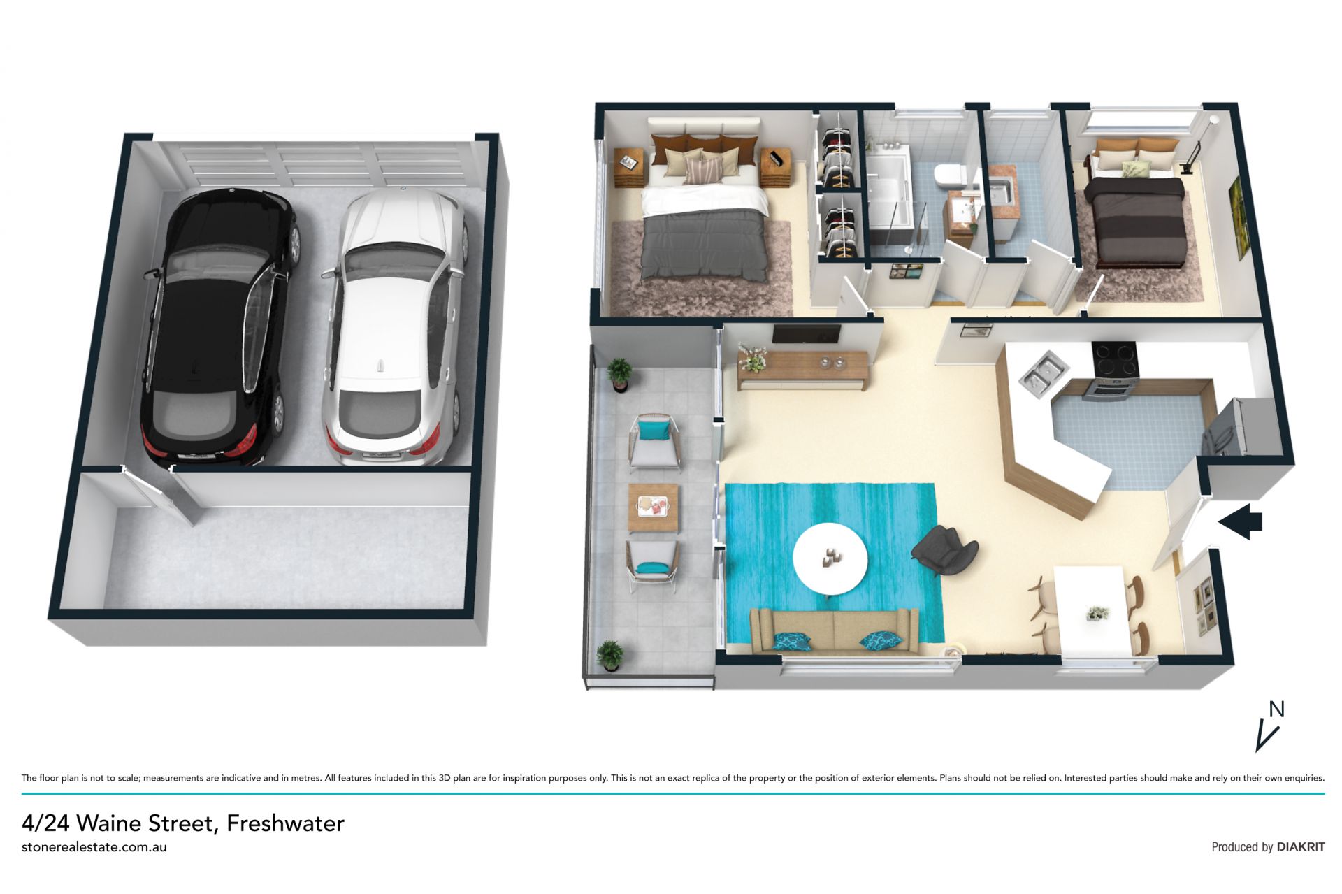 Spacious apartment with enormous garage & storeroom
