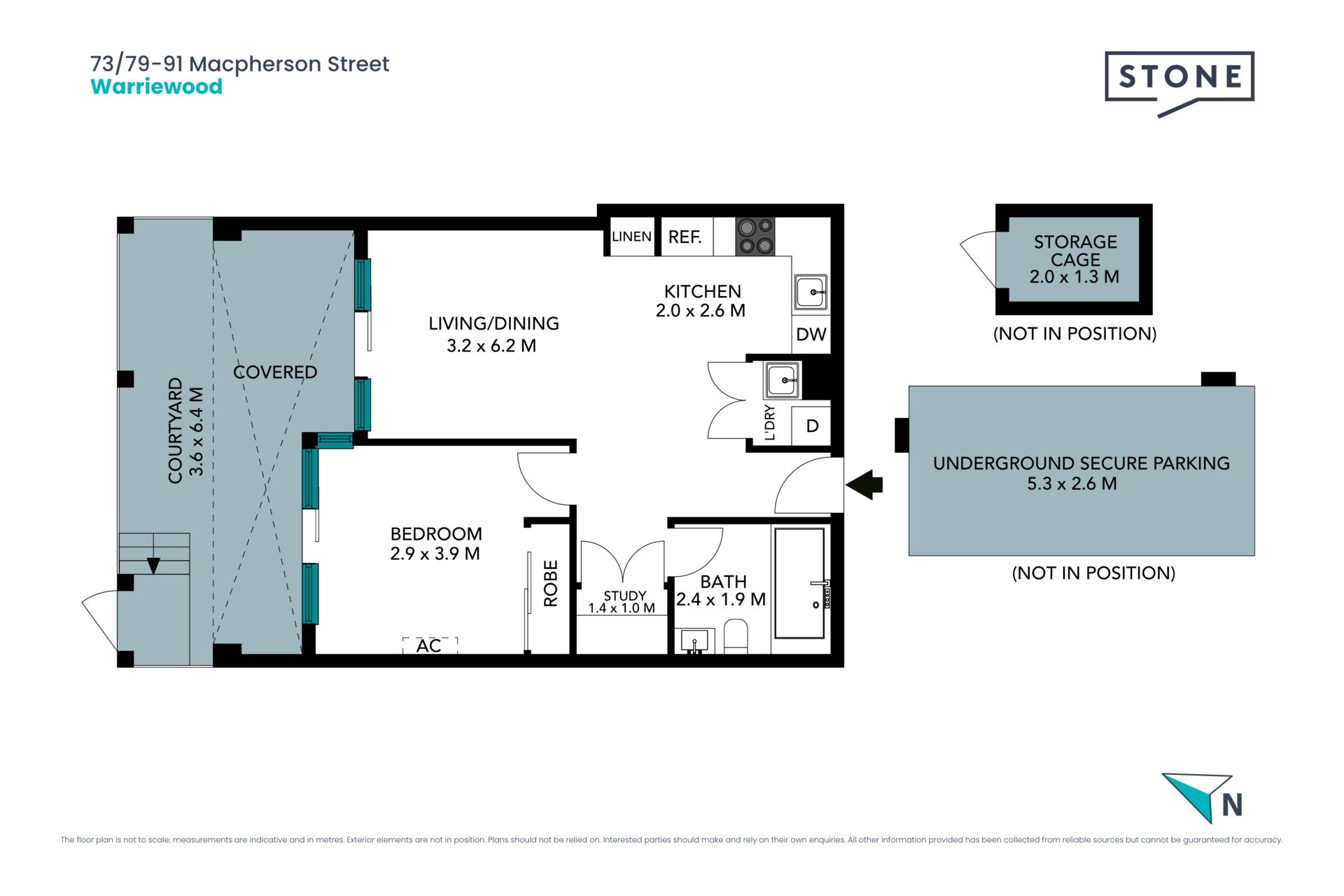 Oversized one-bedroom ground floor apartment with private courtyard