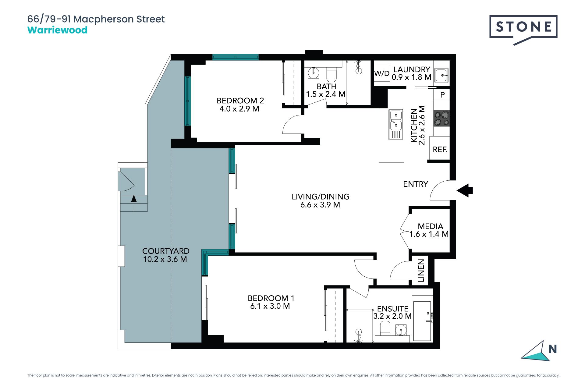 Private contemporary courtyard apartment with Northerly aspect