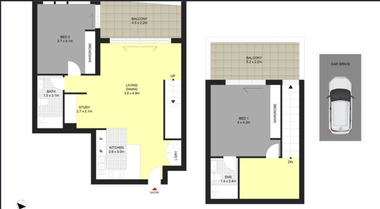Modern 2 Bedroom Penthouse