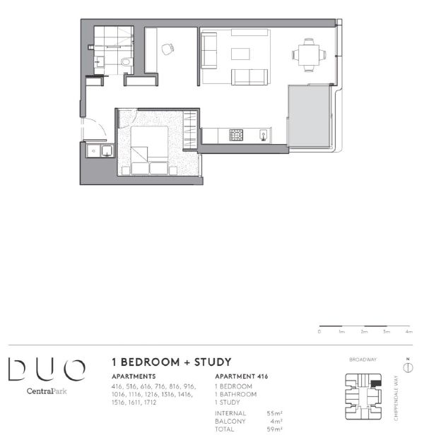 Fantastic one-bedroom plus study apartment for rent