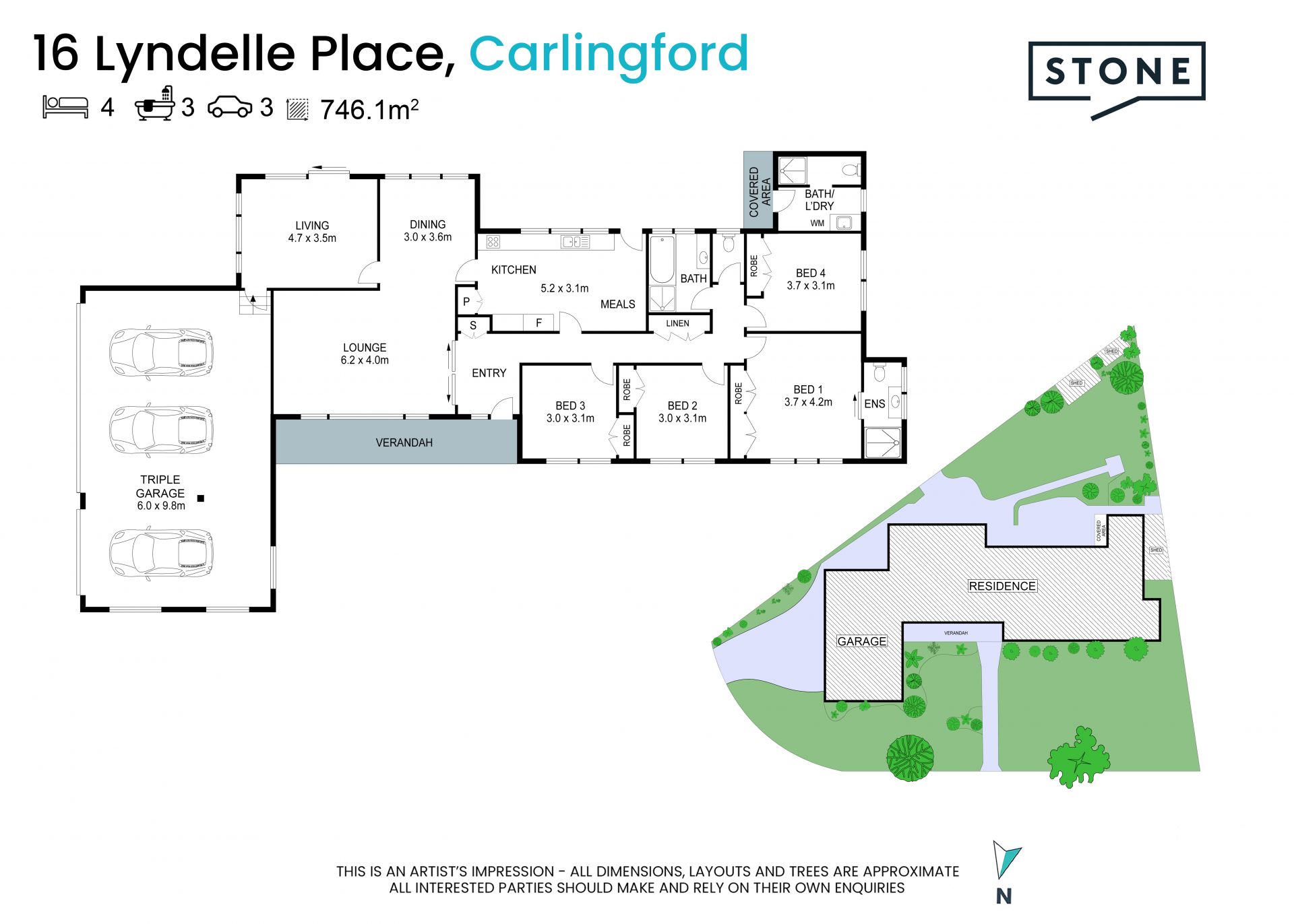 Single Level Residence in Prestigious Street with Triple Garage in CGHS Catchment