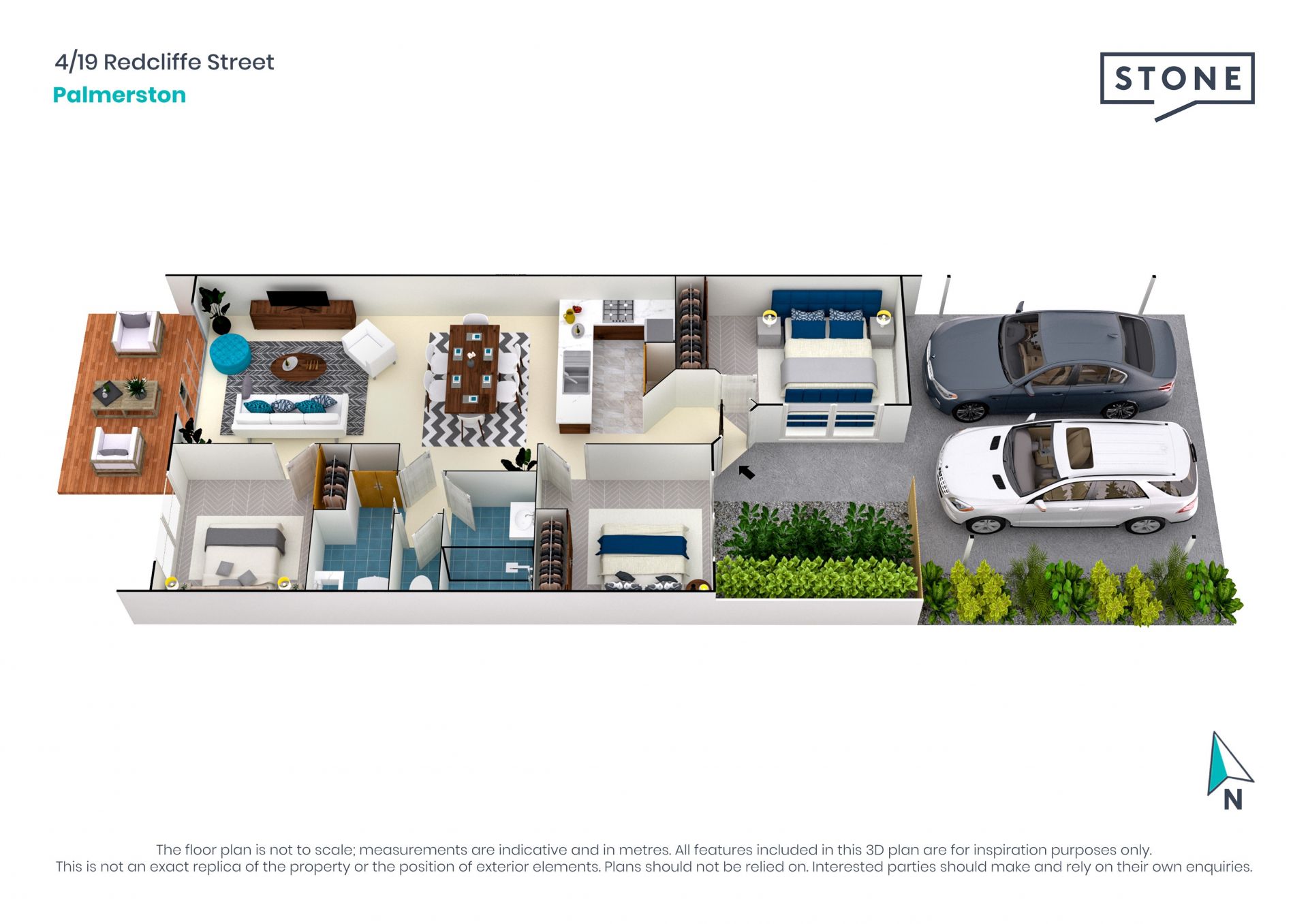 Three bedroom home with two undercover car spaces and low body corporate fees.